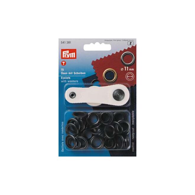 Stoffschwester Ösen mit Scheiben, 11mm, schwarz brüniert von Prym