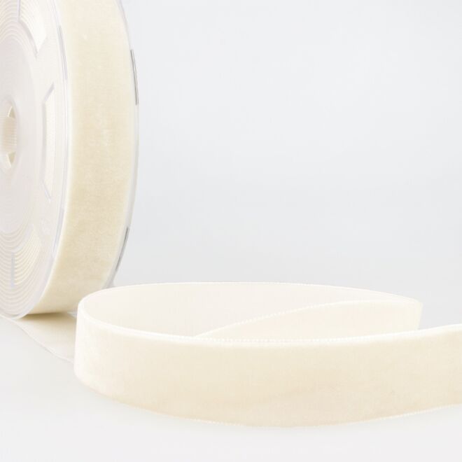 10mm Hochdichtes Samtband ecru