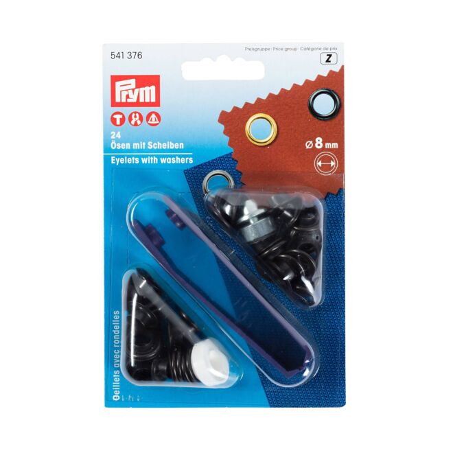 Ösen mit Scheiben, 8mm, schwarz brüniert von Prym