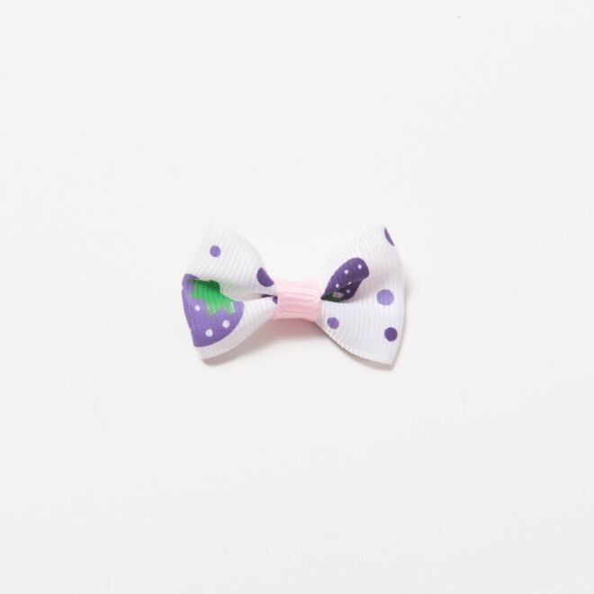Grosgrain-Schleife Multi 4cm Erdbeeren weiß-lila-rosa