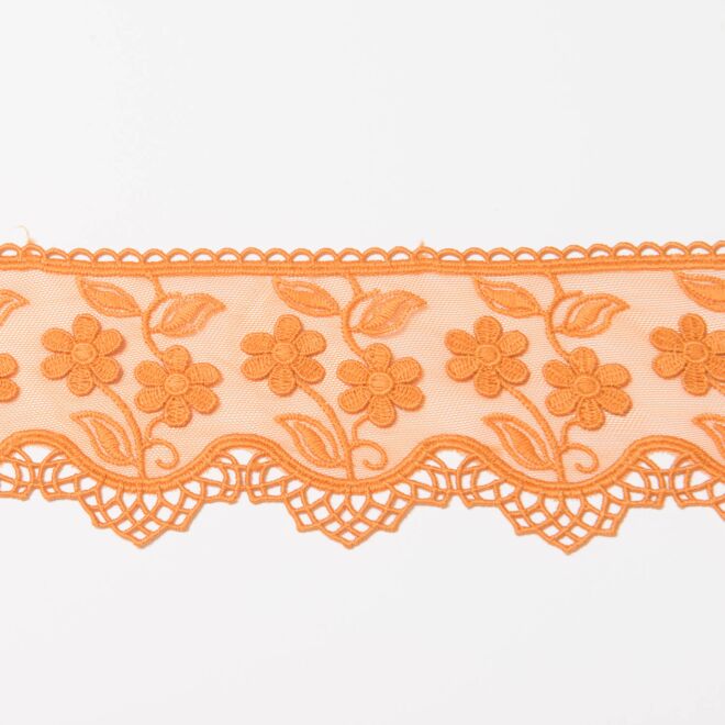 85mm Spitze "Blumen" orange