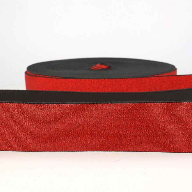 40mm Glitzergummiband rot