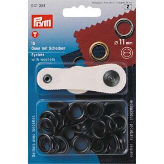 Prym Ösen mit Scheiben 11mm brüniert