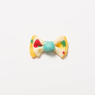 Grosgrain-Schleife Multi II 4cm Erdbeeren gelb-rot-mint