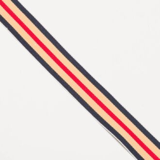 25mm Ripsband/Webband navy/beige/rot
