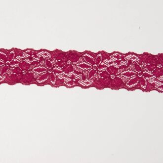 47mm Spitze elastisch Blumen bordeaux