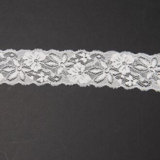 47mm Spitze elastisch Blumen weiß