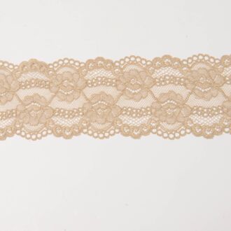 70mm Spitze elastisch Barockblumen beige