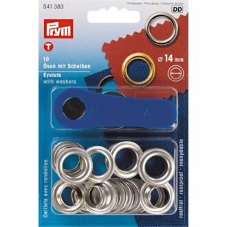 Prym Ösen mit Scheiben 14mm silber